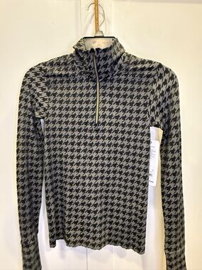 Women’s Rhone XS Grey Houndstooth Quarter-Zip Sweater